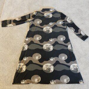 Ulla Popken women's XL XXL 16 18 Eco Cotton Moon Print Dress black PRICE FIRM